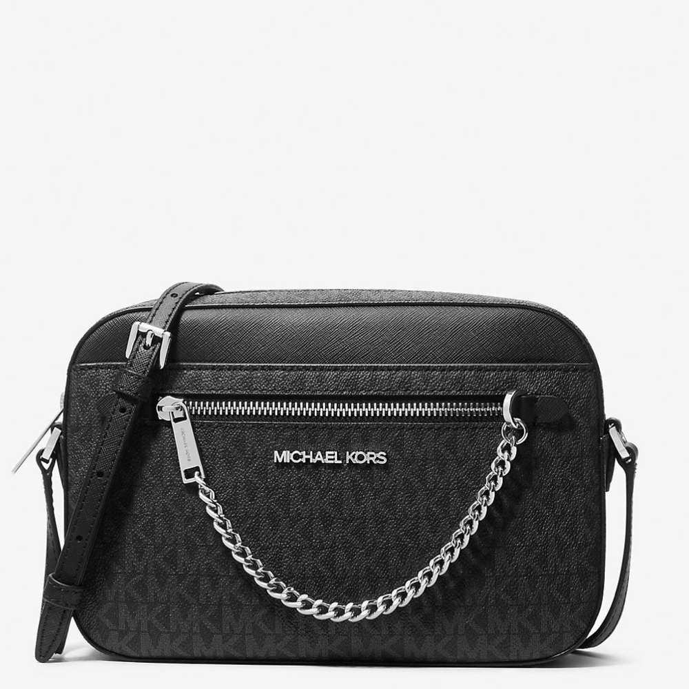 Michael Kors black leather crossbody purse